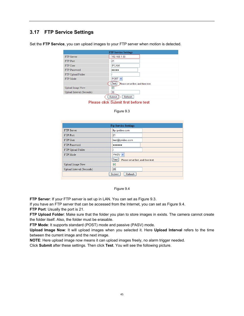 17 ftp service settings | X10 Wireless Technology XX34A User Manual | Page 45 / 58