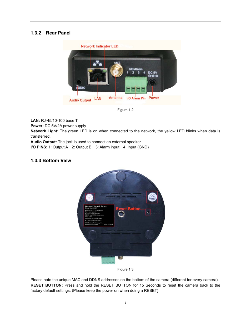 2 rear panel, 3 bottom view | X10 Wireless Technology XX34A User Manual | Page 5 / 58