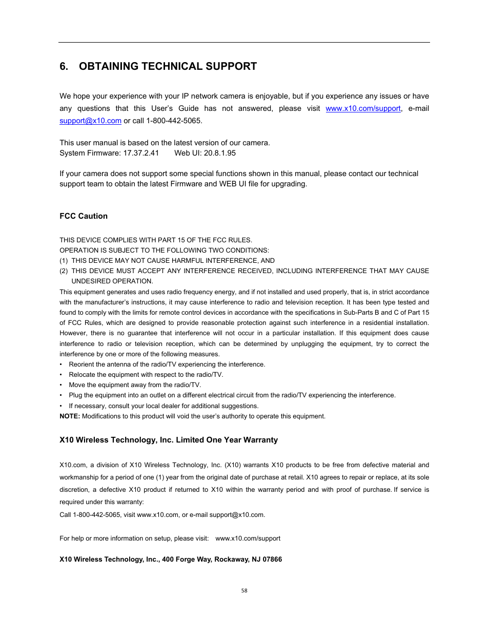 Obtaining technical support | X10 Wireless Technology XX34A User Manual | Page 58 / 58