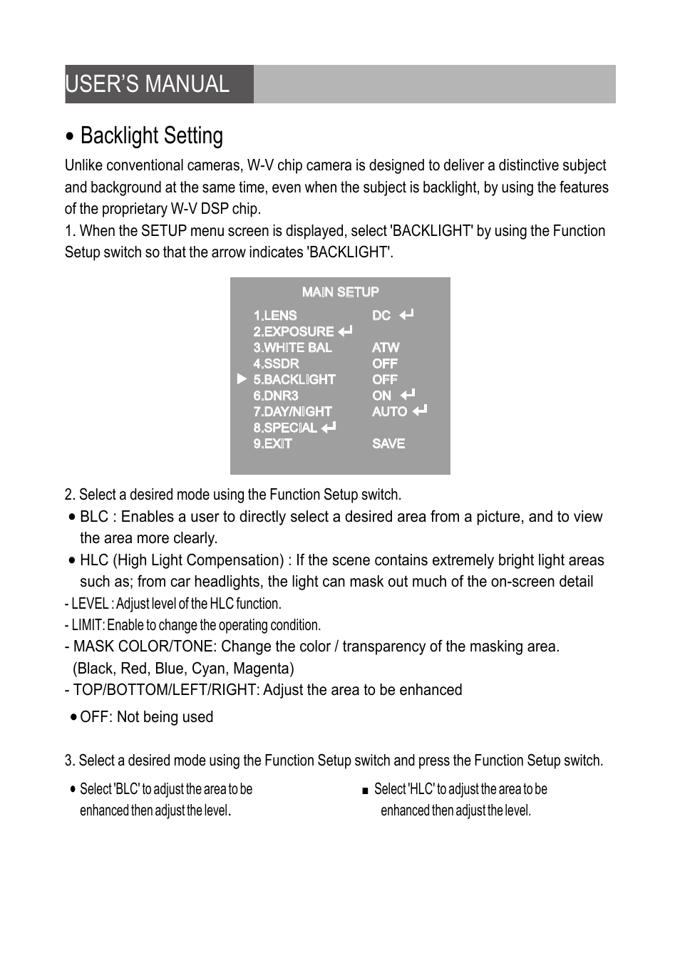 User’s manual backlight setting | Revo RETRT2812-1 User Manual | Page 12 / 22