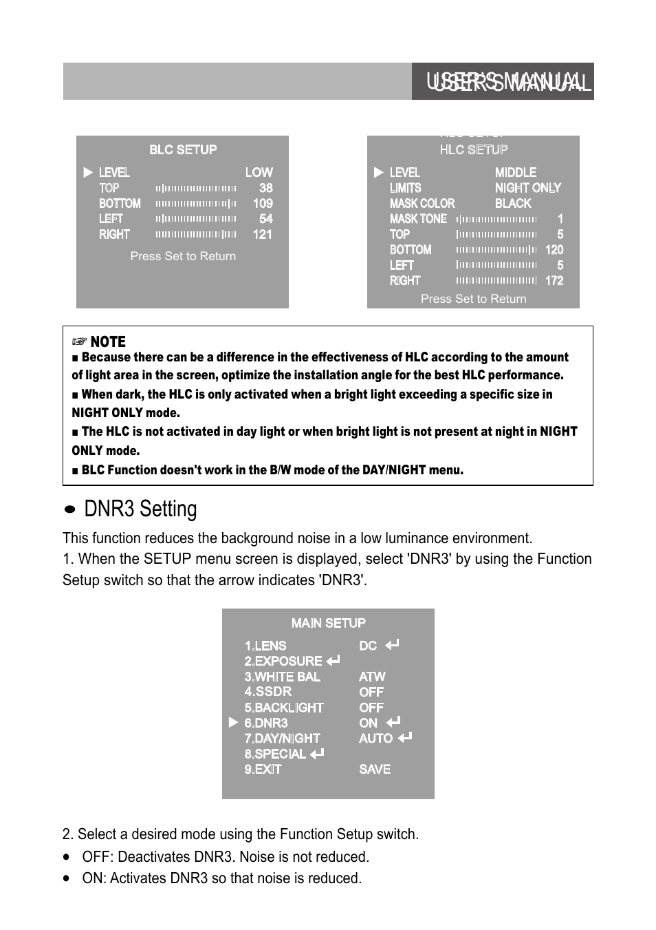 User’s manual, Dnr3 setting | Revo RETRT2812-1 User Manual | Page 13 / 22