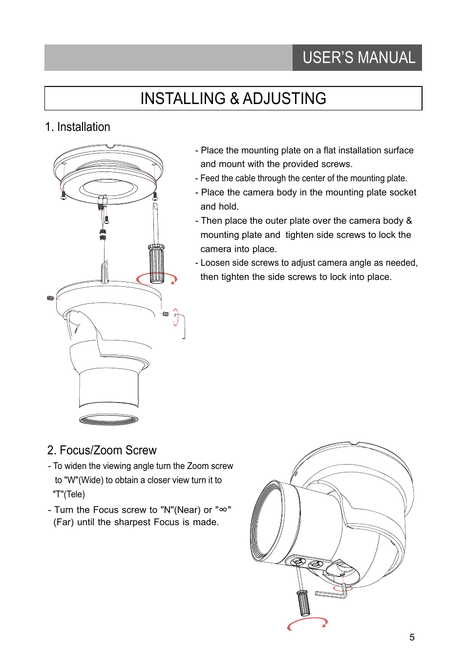 User’s manual installing & adjusting | Revo RETRT2812-1 User Manual | Page 5 / 22