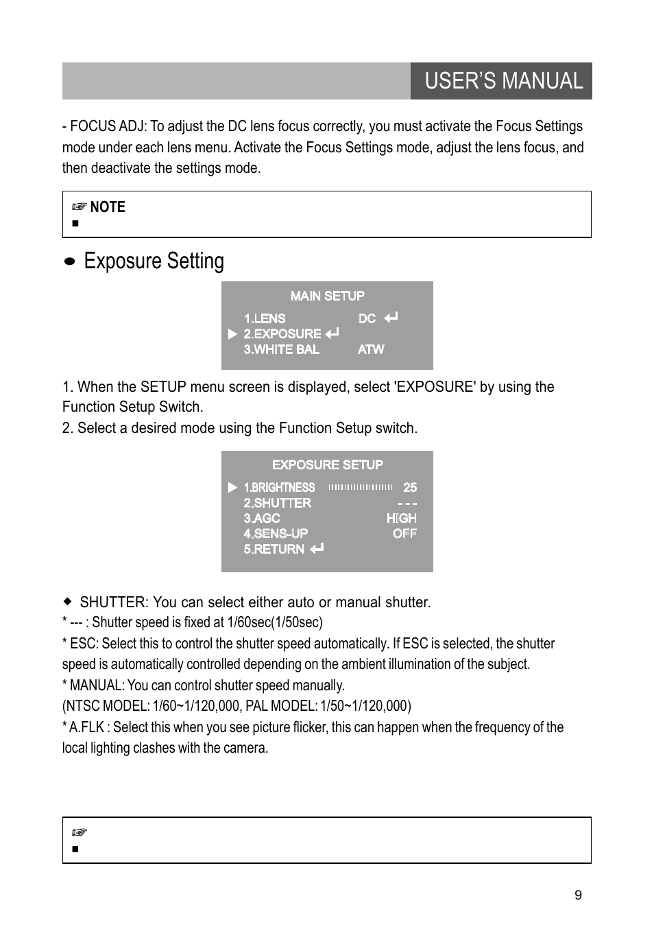 User’s manual, Exposure setting | Revo RETRT2812-1 User Manual | Page 9 / 22