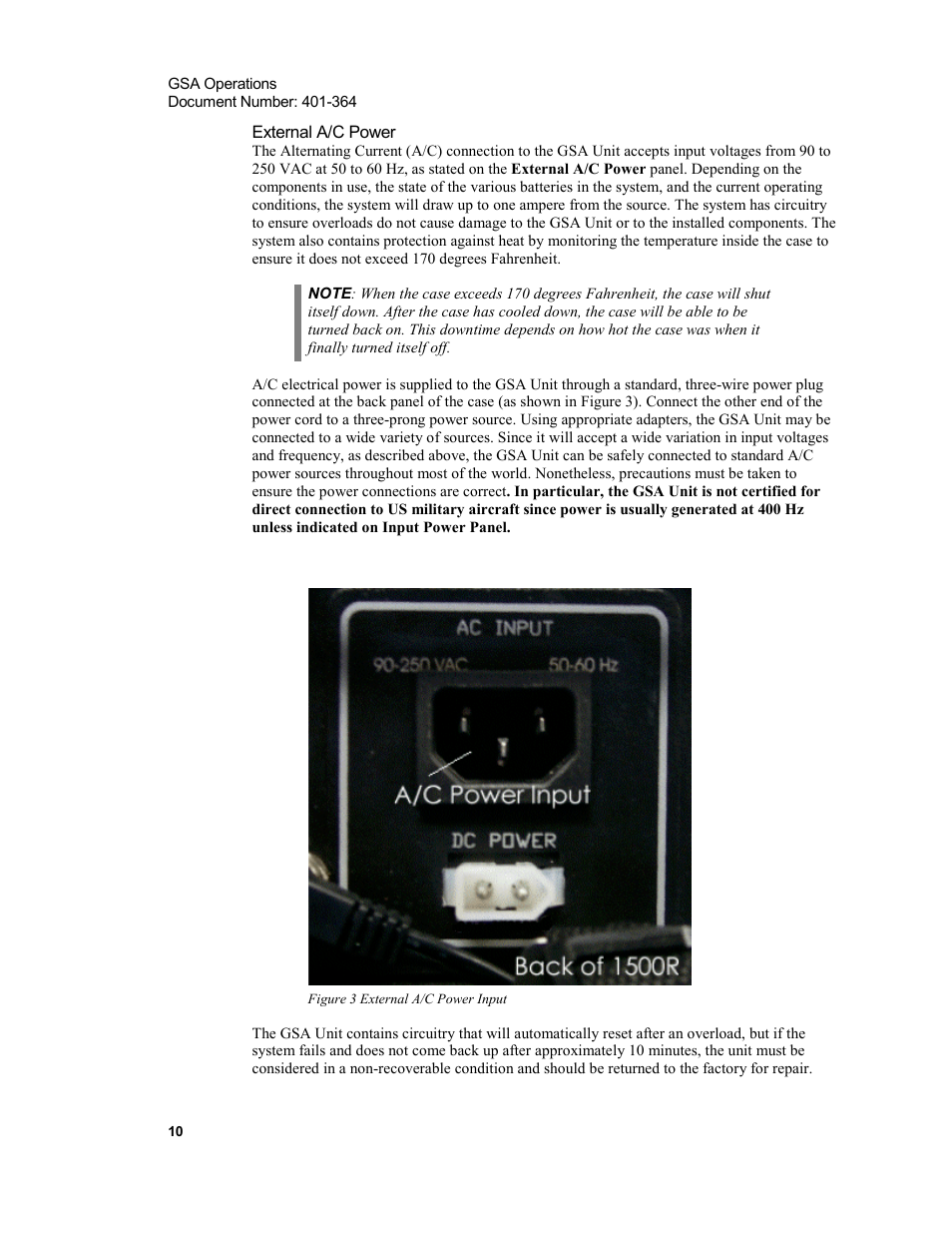 External a/c power, Figure 3 external a/c power input | Xircom Action Systems 1500 User Manual | Page 10 / 60