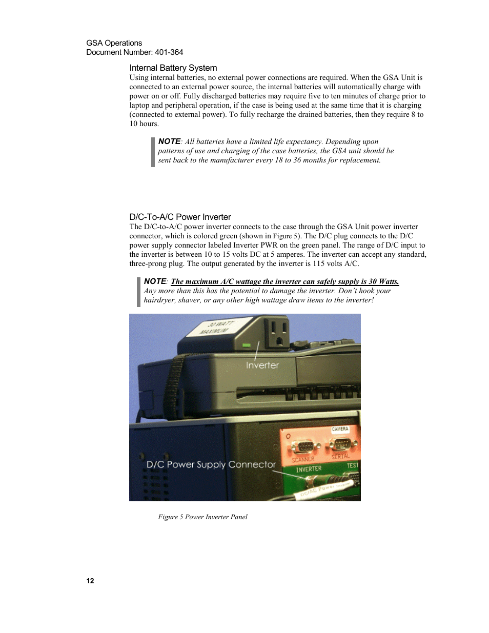 Internal battery system, D/c-to-a/c power inverter, Figure 5 power inverter panel | Xircom Action Systems 1500 User Manual | Page 12 / 60