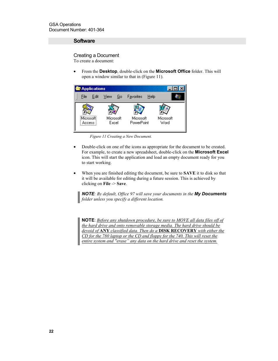 Software, Creating a document, Figure 11 creating a new document | Xircom Action Systems 1500 User Manual | Page 22 / 60