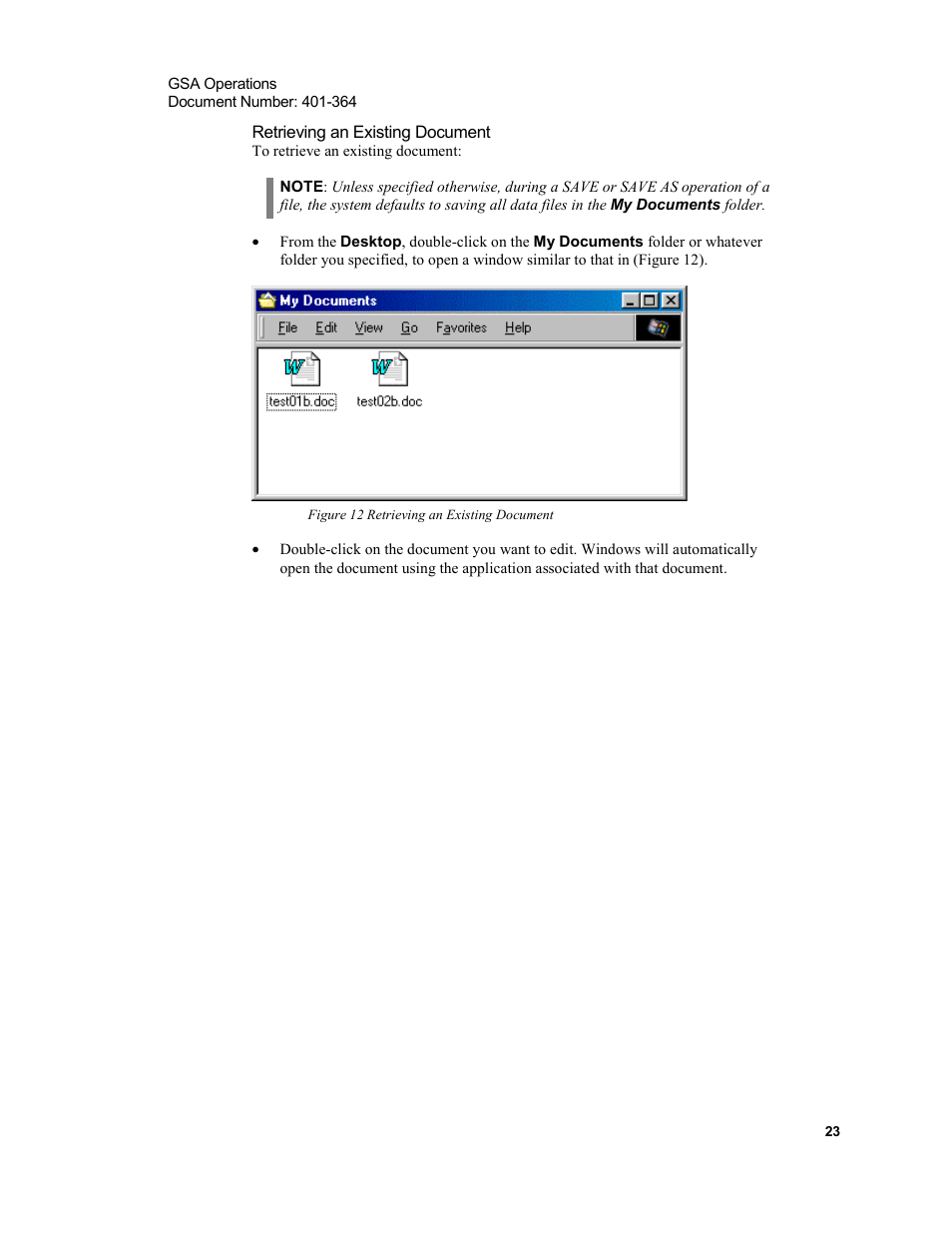 Retrieving an existing document, Figure 12 retrieving an existing document | Xircom Action Systems 1500 User Manual | Page 23 / 60