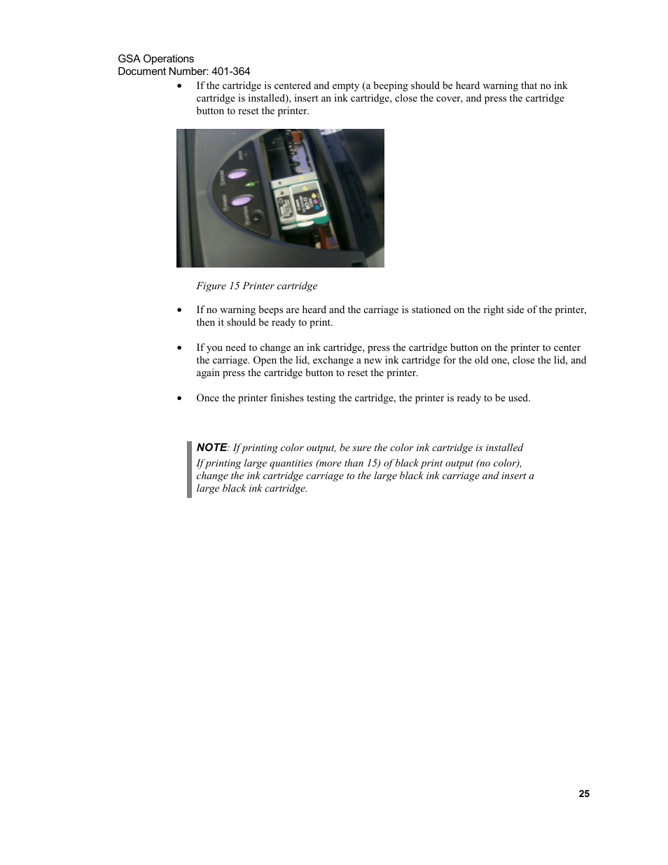 Figure 15 printer cartridge | Xircom Action Systems 1500 User Manual | Page 25 / 60