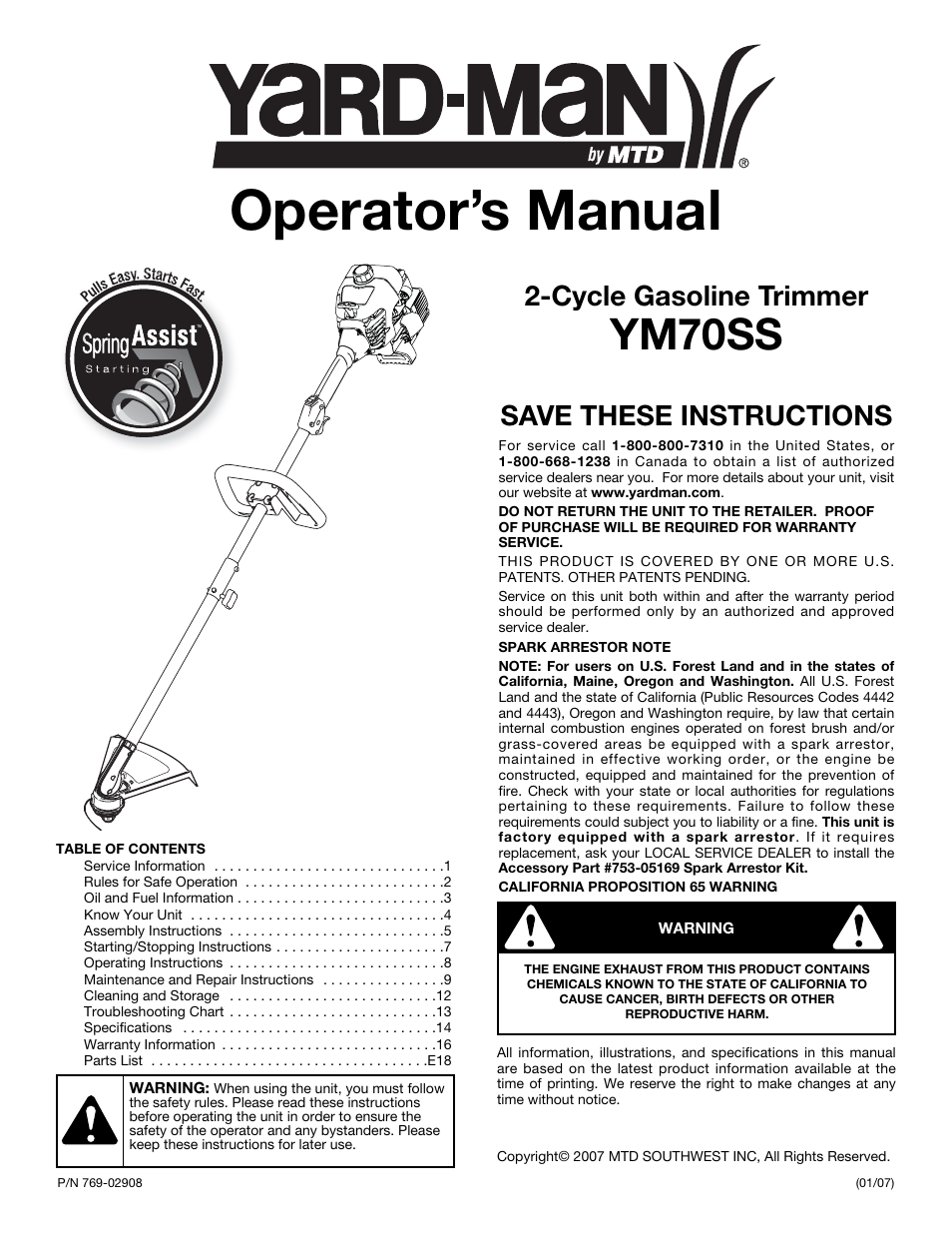 Yard-Man YM70SS User Manual | 52 pages