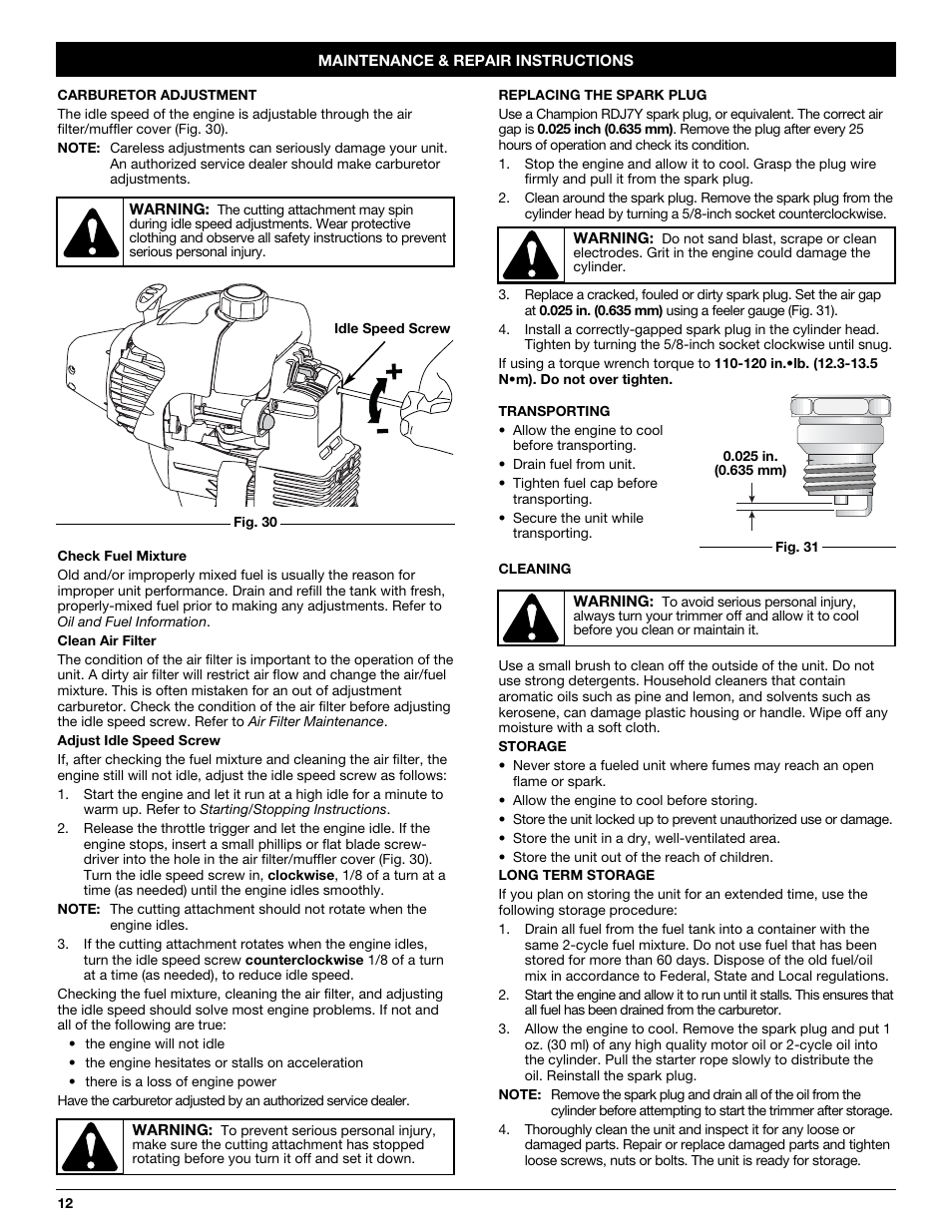 Yard-Man YM70SS User Manual | Page 12 / 52