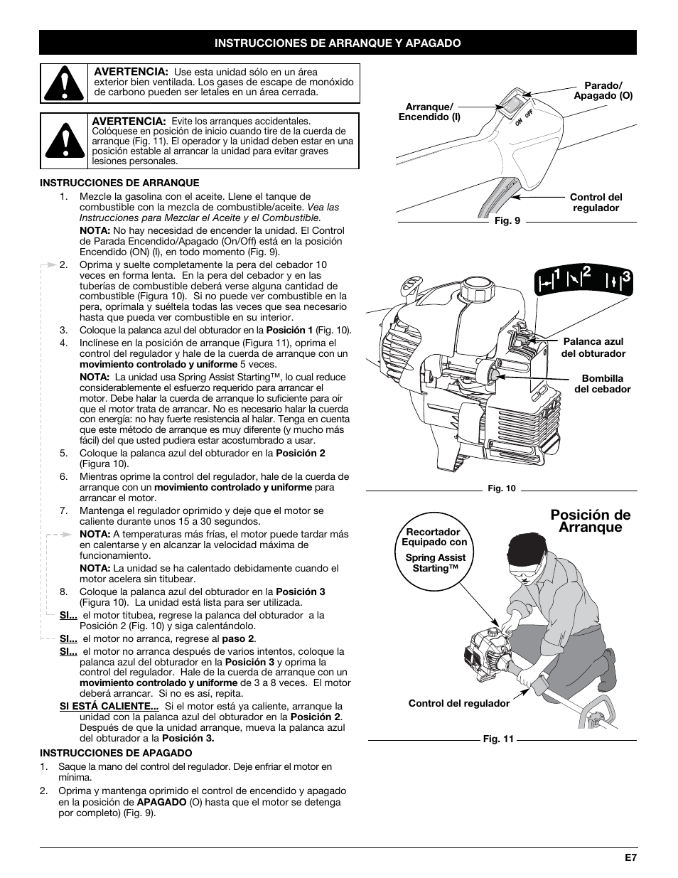 Posición de arranque | Yard-Man YM70SS User Manual | Page 39 / 52