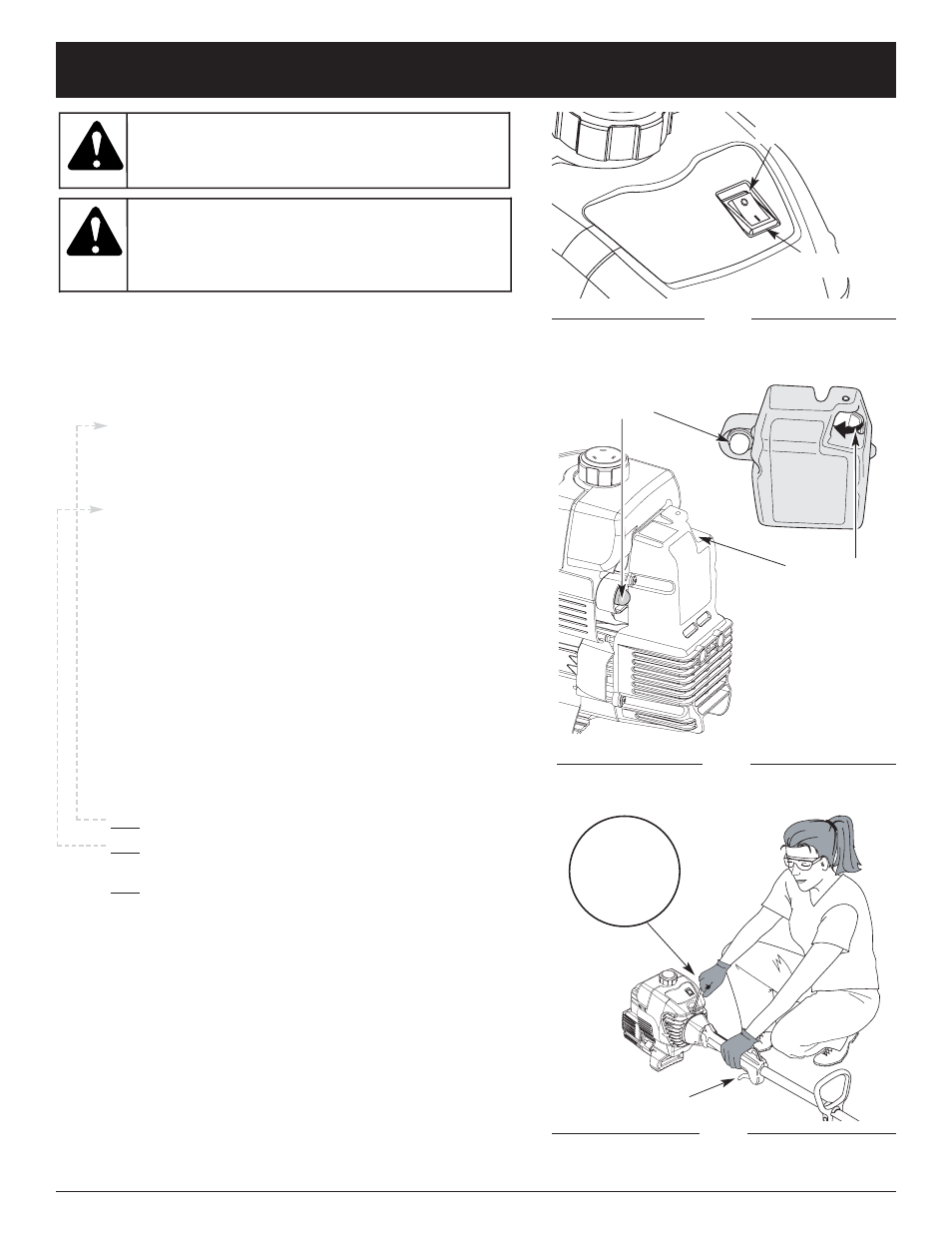 Warning, Starting/stopping instructions, Starting instructions stopping instructions | Yard-Man YM400 User Manual | Page 9 / 64