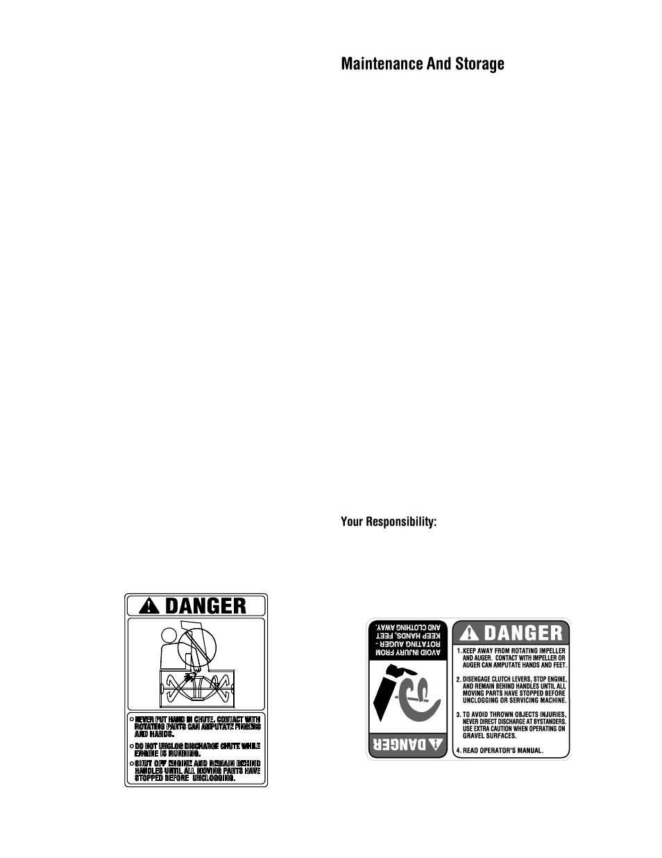 Maintenance and storage, Your responsibility | Yard-Man 31AH553G401 User Manual | Page 4 / 28