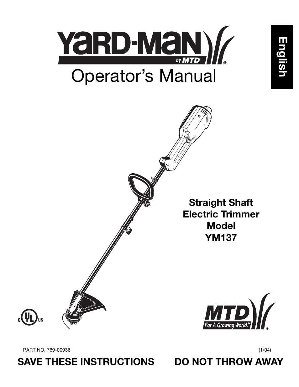 Yard-Man YM137 User Manual | 56 pages