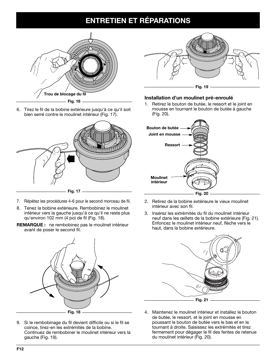 Entretien et réparations | Yard-Man YM137 User Manual | Page 30 / 56