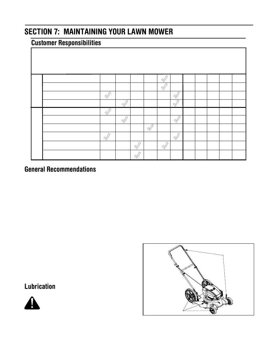 General recommendations, Lubrication, Customer responsibilities | Yard-Man 503 User Manual | Page 11 / 16