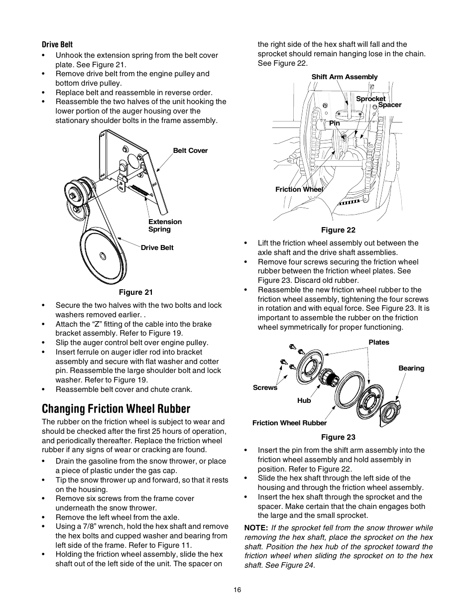 Changing friction wheel rubber | Yard-Man 31AE993J401 User Manual | Page 16 / 28