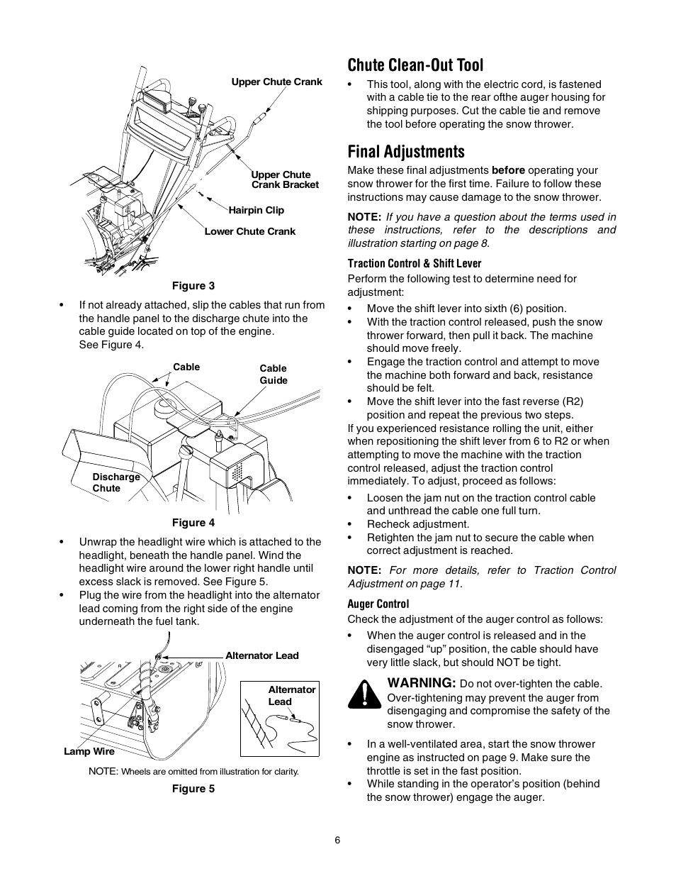 Chute clean-out tool, Final adjustments | Yard-Man 31AE993J401 User Manual | Page 6 / 28