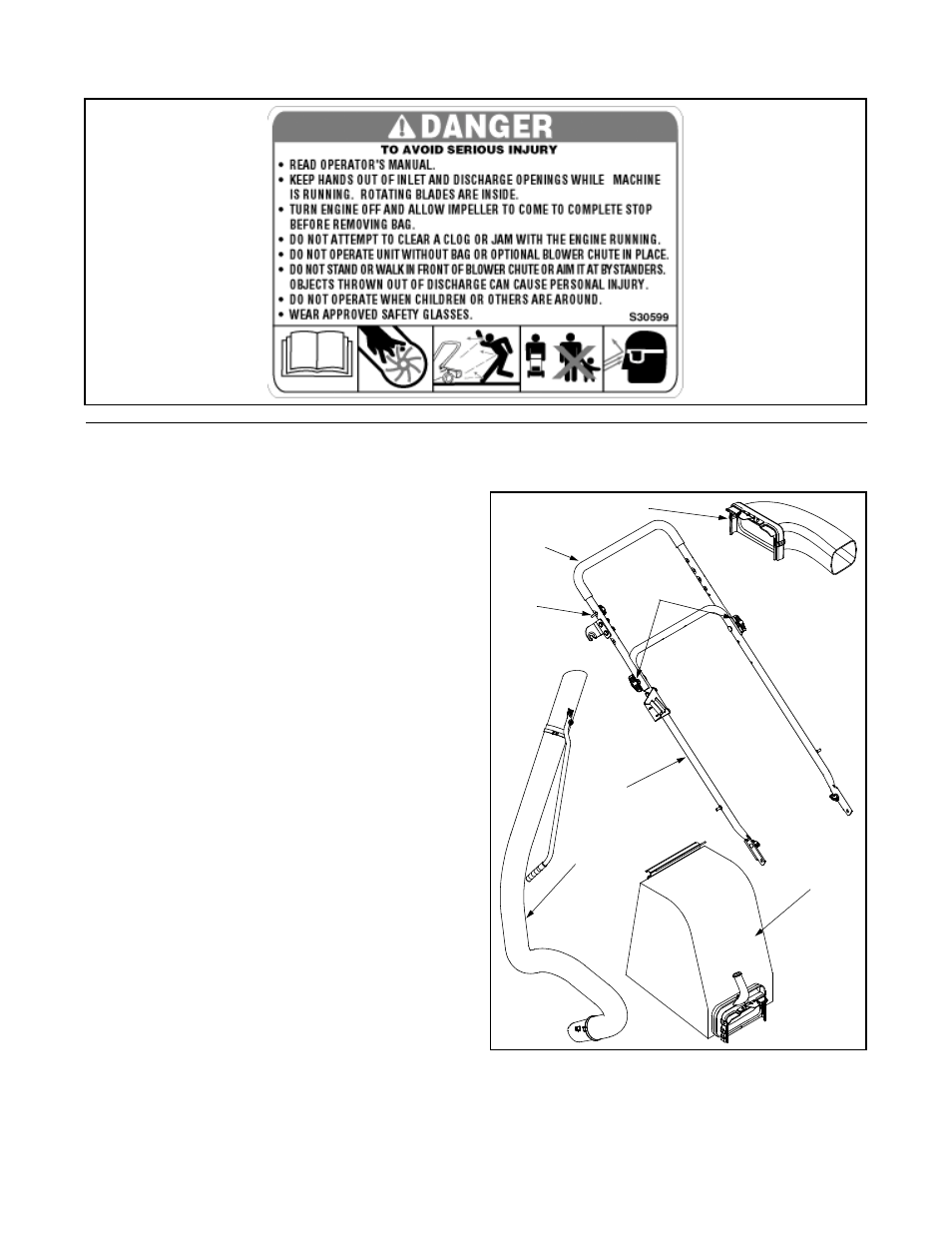 Sección 2: montaje de la aspiradora para patios, Extracción de la unidad de la caja, Piezas sueltas en la caja | Desconexión del cable de la bujía | Yard-Man 247.77038 User Manual | Page 22 / 32