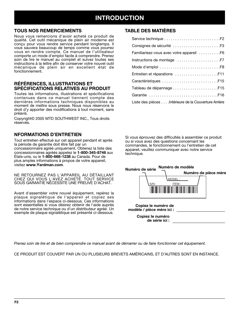 Introduction | Yard-Man YM155 User Manual | Page 18 / 48