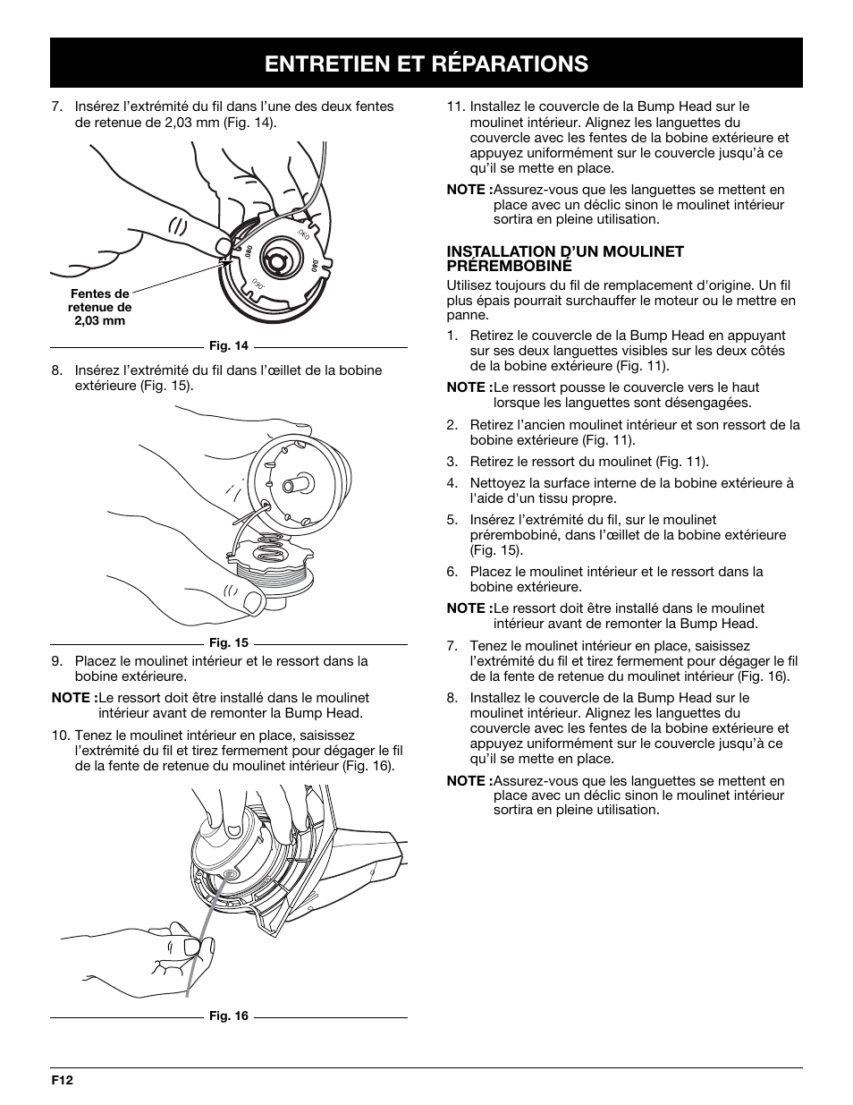 Entretien et réparations | Yard-Man YM155 User Manual | Page 28 / 48