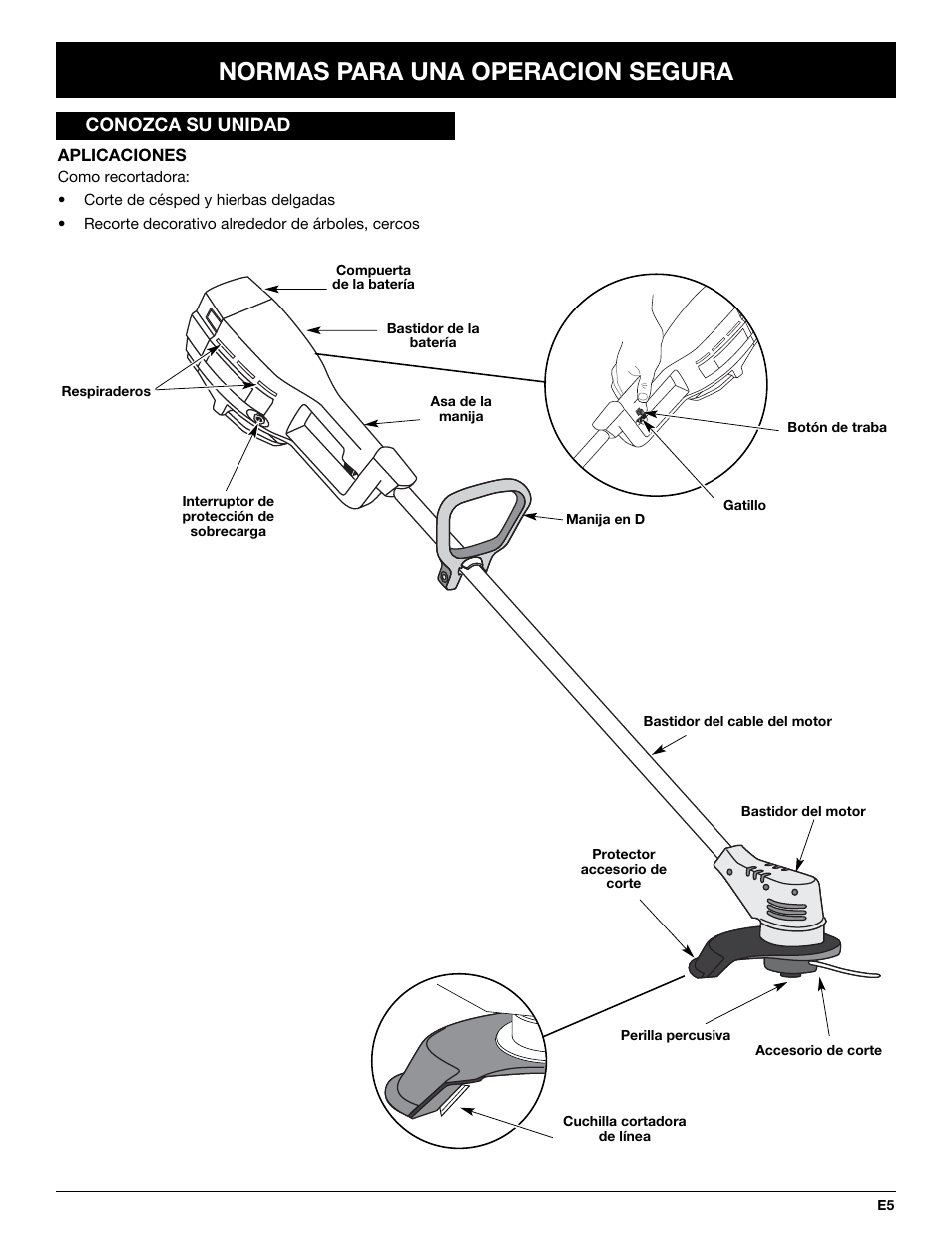 Normas para una operacion segura | Yard-Man YM155 User Manual | Page 37 / 48