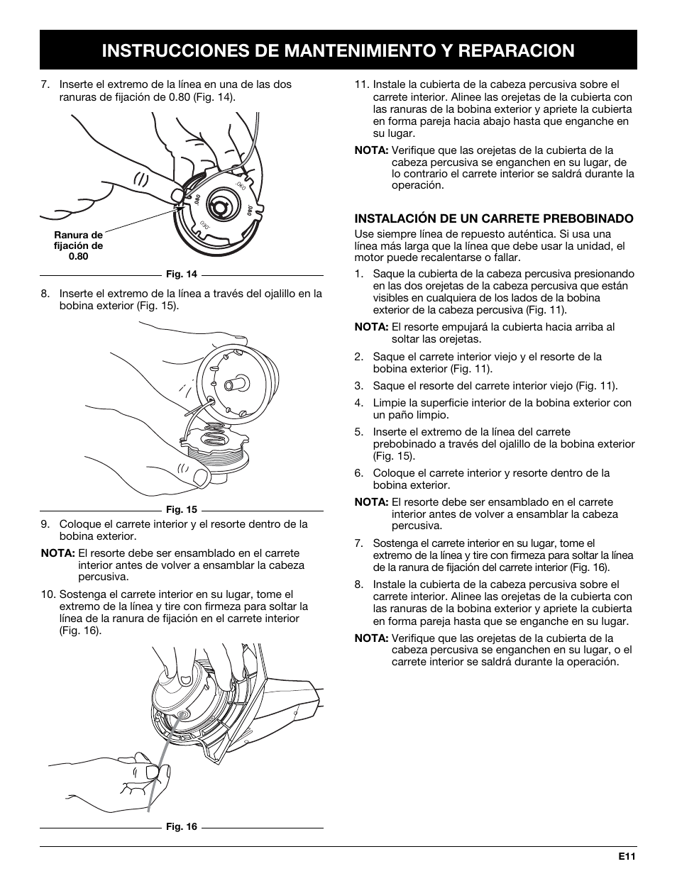 Instrucciones de mantenimiento y reparacion | Yard-Man YM155 User Manual | Page 43 / 48