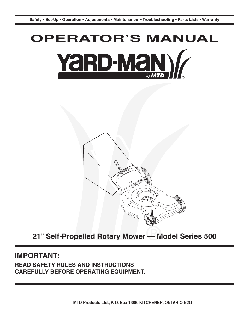 Yard-Man 500 User Manual | 32 pages