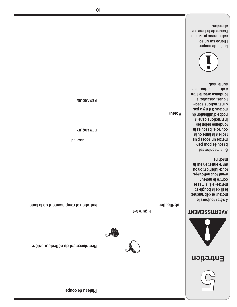 Entretien, Aver tissement | Yard-Man 500 User Manual | Page 23 / 32