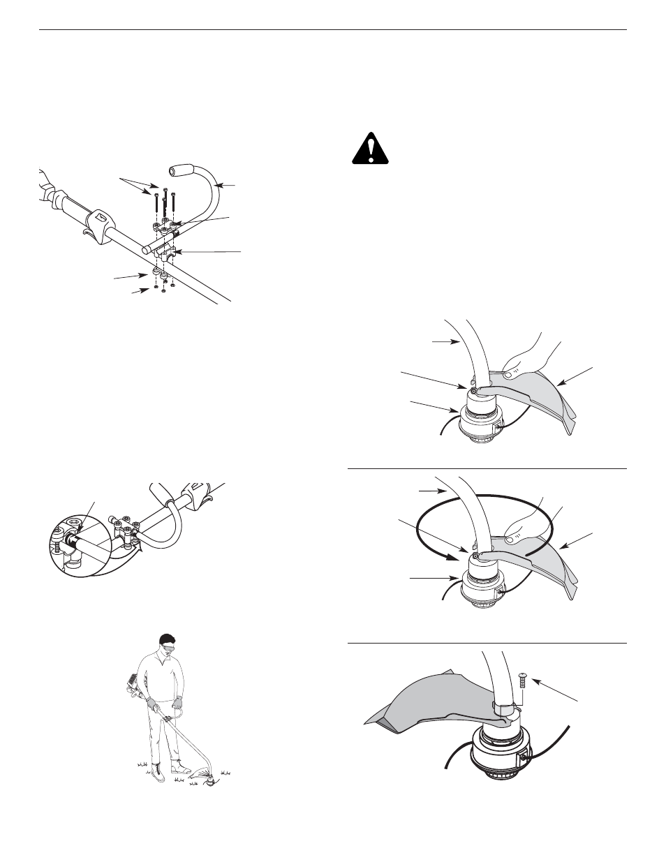Installing the cutting attachment shield, Install and adjust the j-handle | Yard-Man YM26CO User Manual | Page 7 / 76