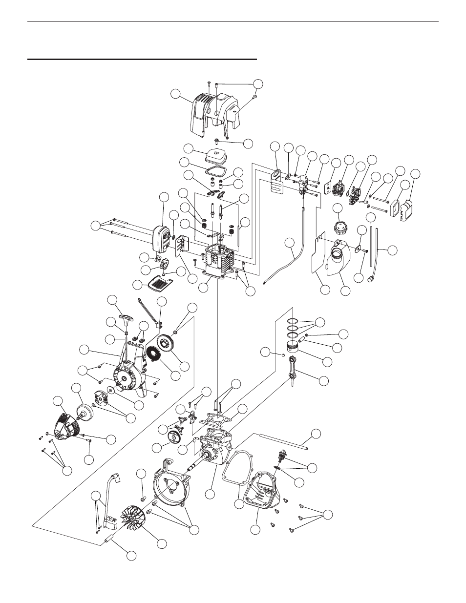 Parts list, Engine parts - model ym26co 4-cycle gas trimmer | Yard-Man YM26CO User Manual | Page 73 / 76