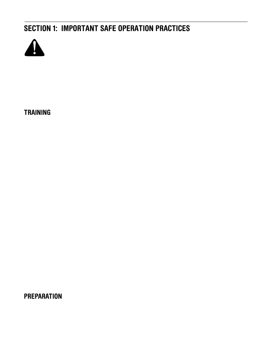 Training, Preparation | Yard-Man 203 User Manual | Page 3 / 20