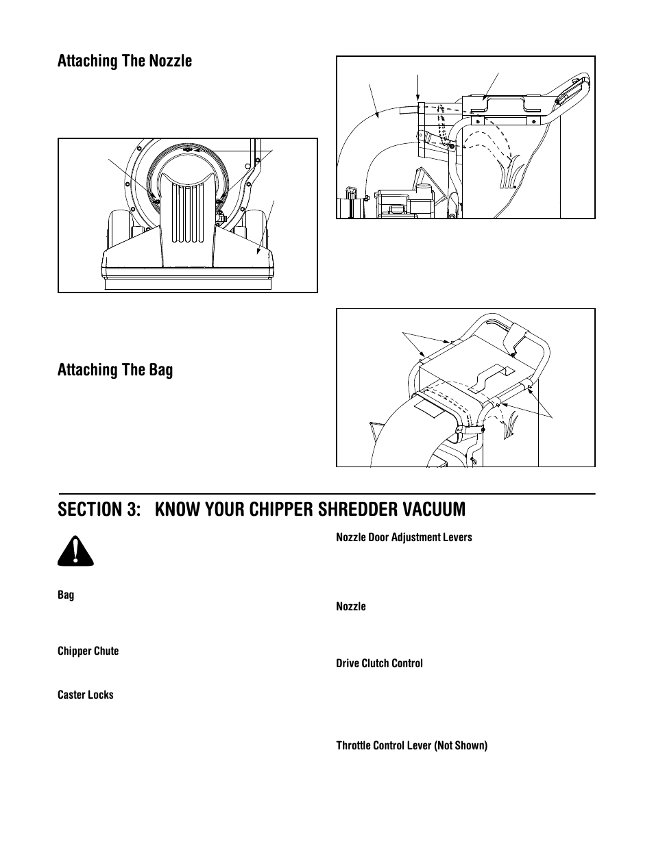 Attaching the nozzle, Attaching the bag | Yard-Man 203 User Manual | Page 6 / 20