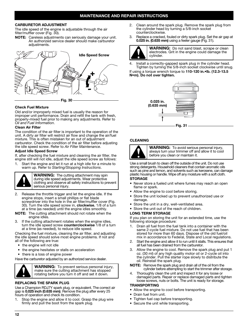 Yard-Man YM20CS User Manual | Page 12 / 52