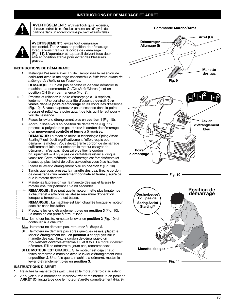 Position de démarrage | Yard-Man YM20CS User Manual | Page 23 / 52