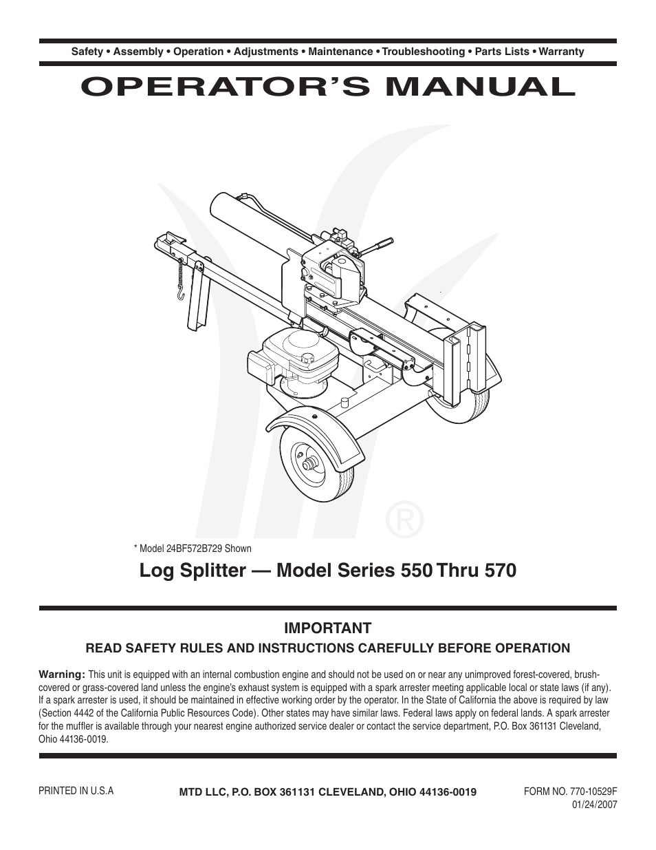 Yard-Man 550 Thru 570 User Manual | 20 pages