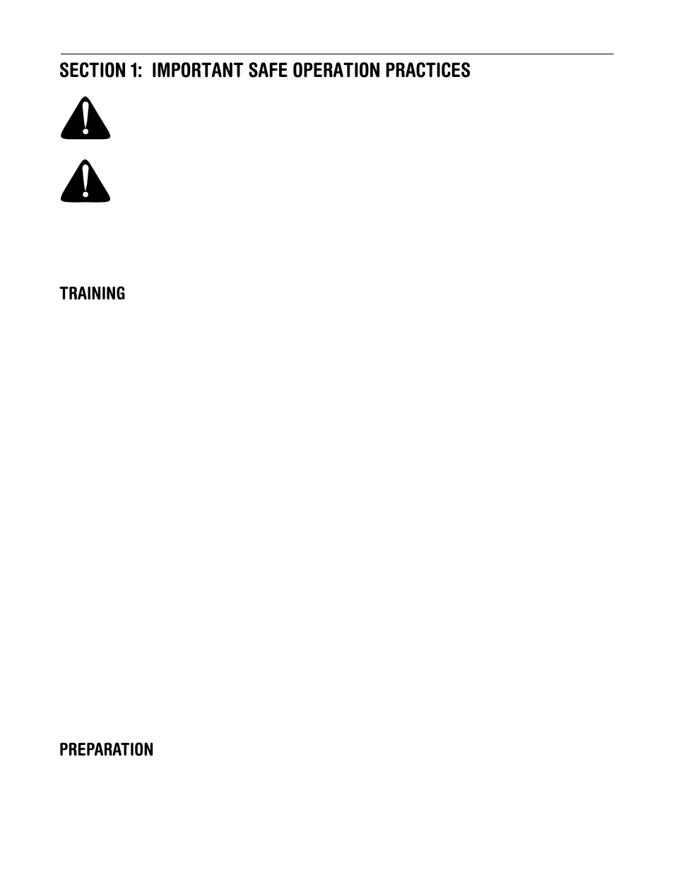 Training, Preparation | Yard-Man 24A-061I401 User Manual | Page 3 / 20