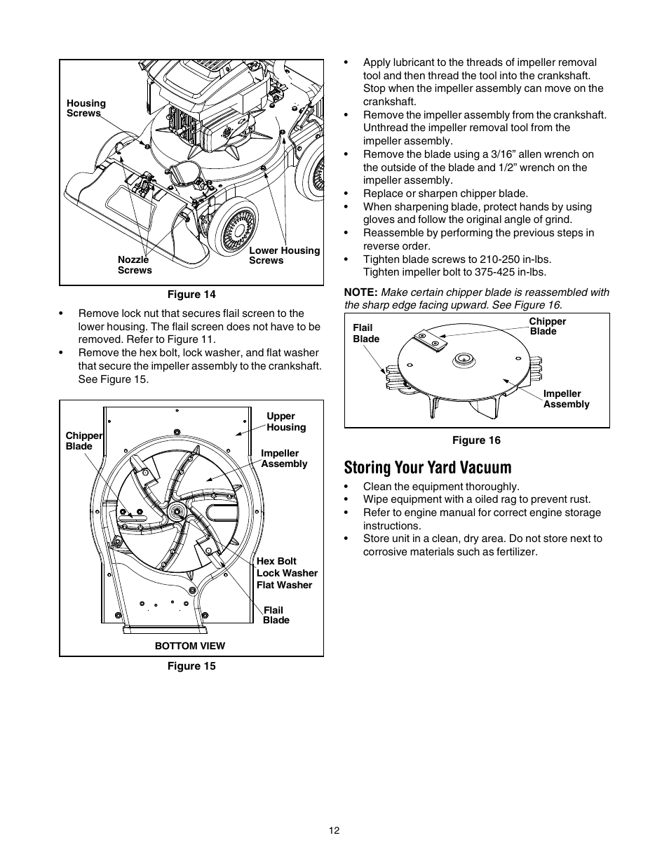 Storing your yard vacuum | Yard-Man 24A-060F401 User Manual | Page 12 / 32