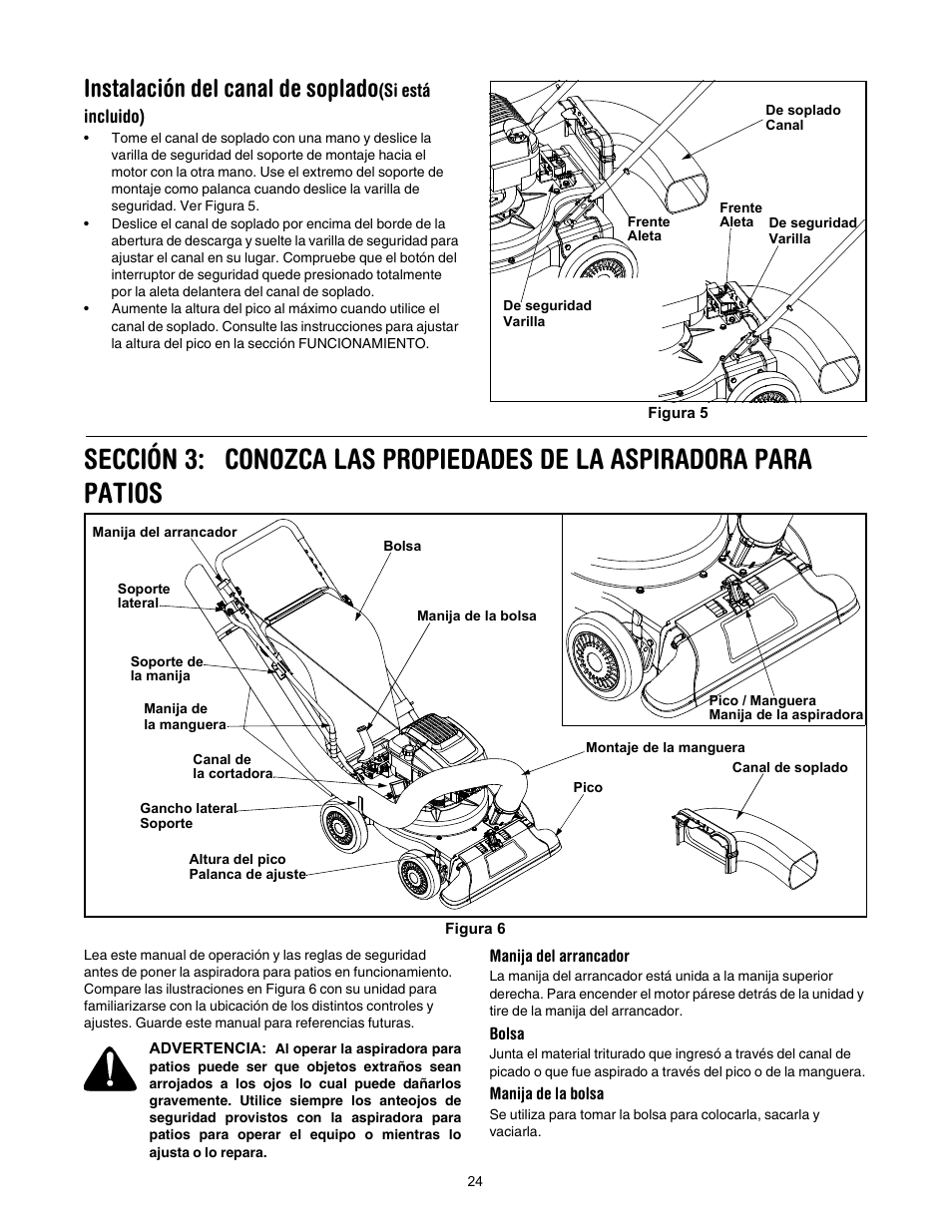 Instalación del canal de soplado | Yard-Man 24A-060F401 User Manual | Page 24 / 32