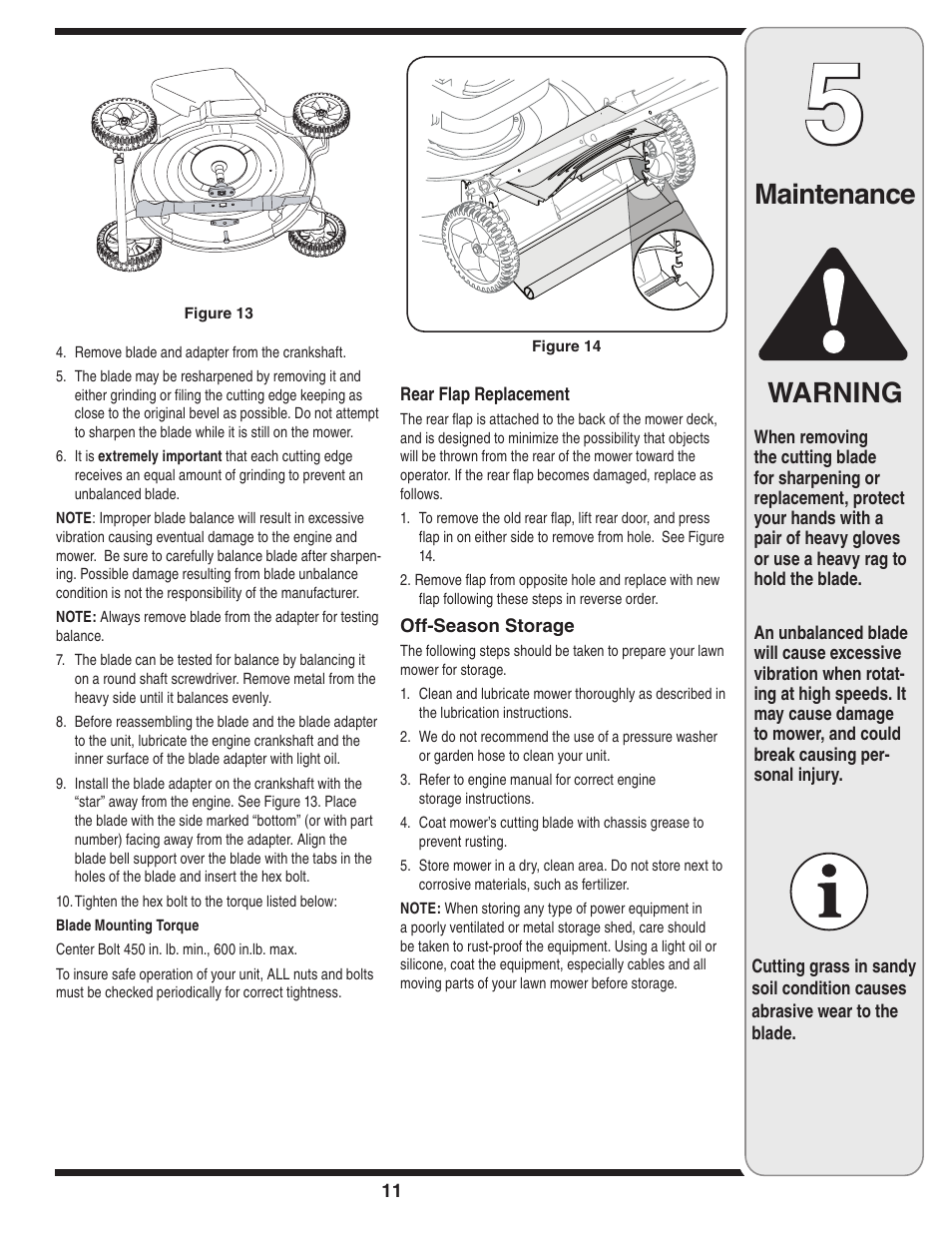 Warning, Maintenance | Yard-Man 540 User Manual | Page 11 / 28