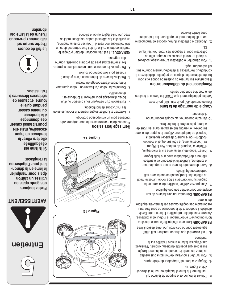 Entretien, Aver tissement | Yard-Man 540 User Manual | Page 18 / 28