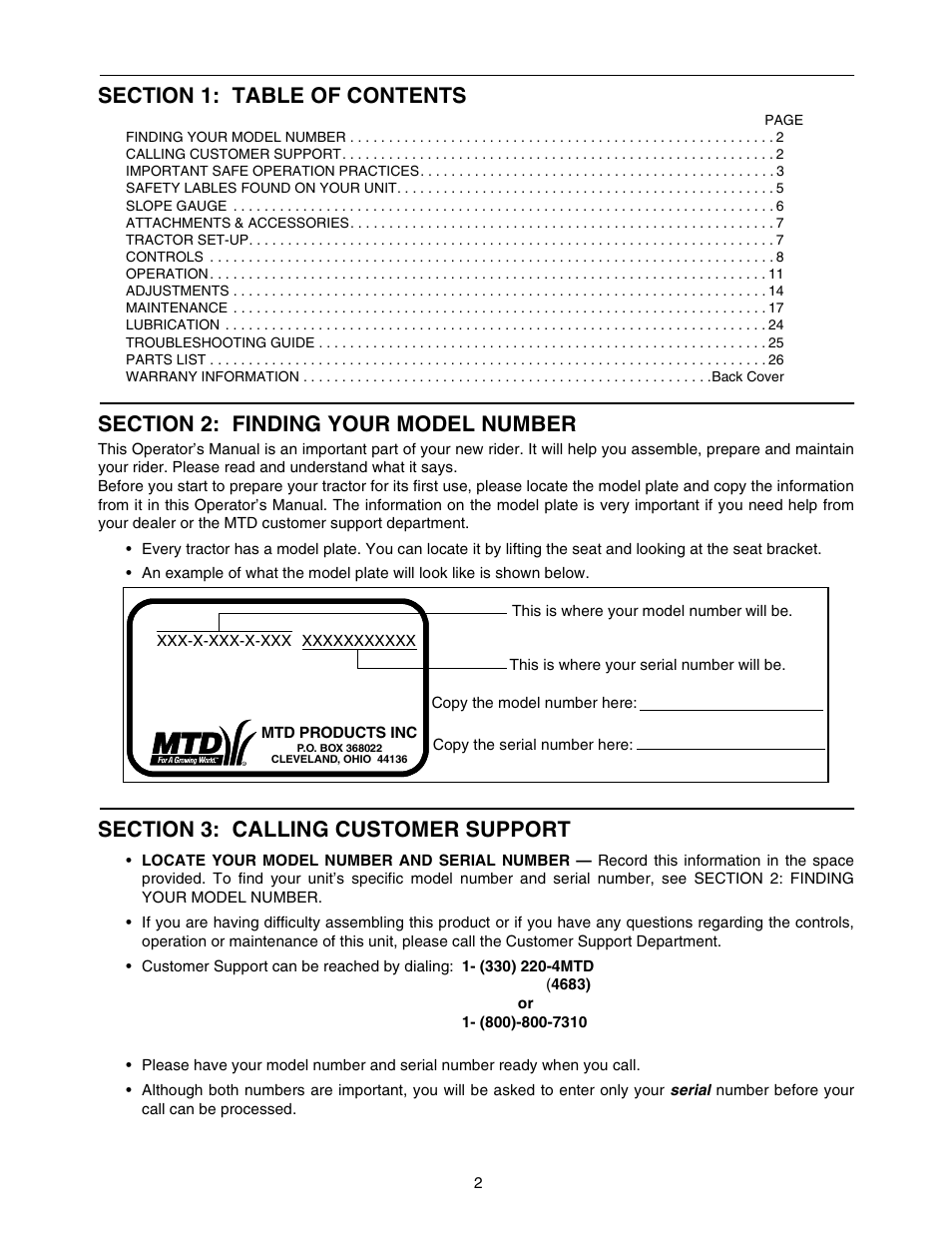 Yard-Man 604 User Manual | Page 2 / 44