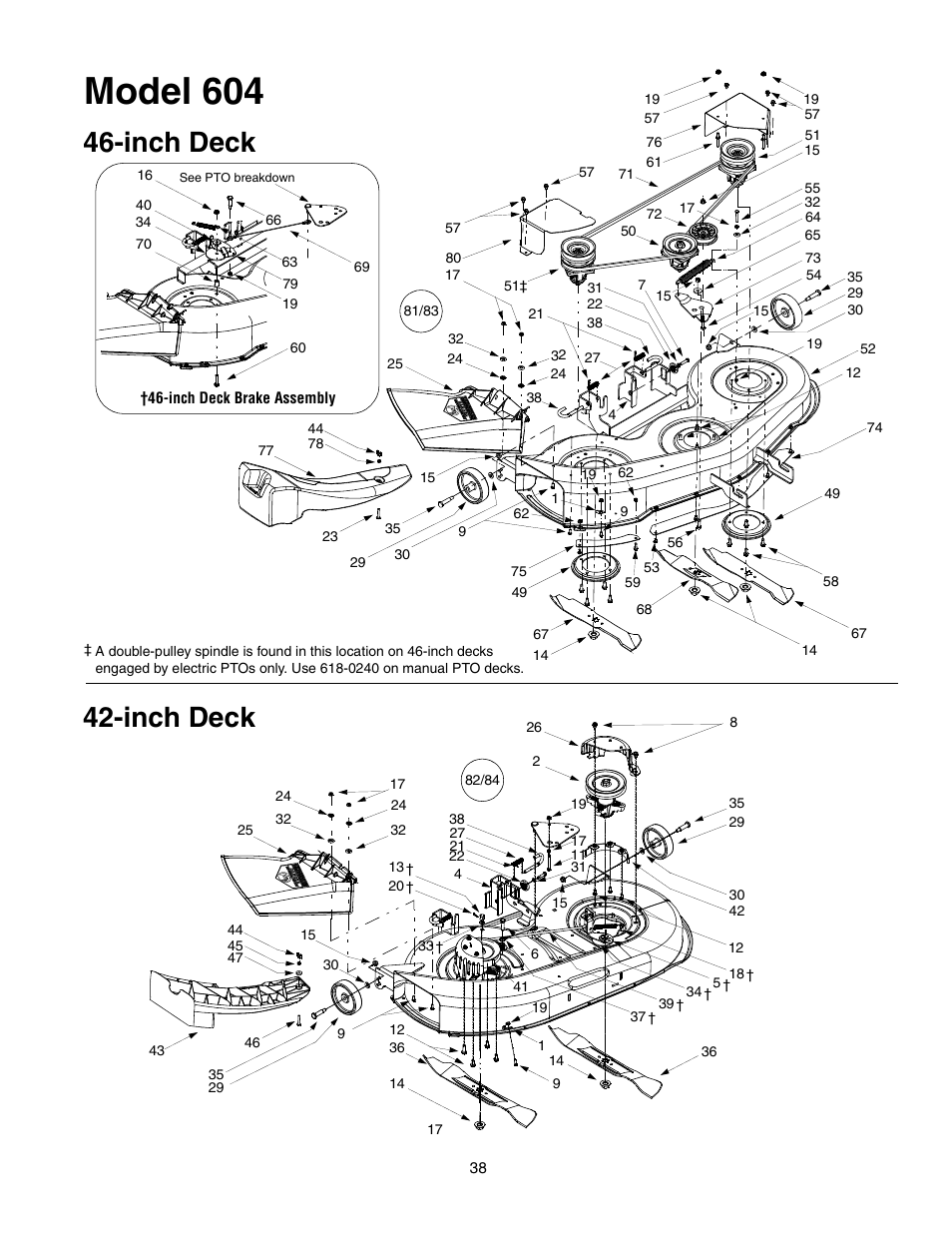 Model 604, Inch deck 46-inch deck | Yard-Man 604 User Manual | Page 38 / 44