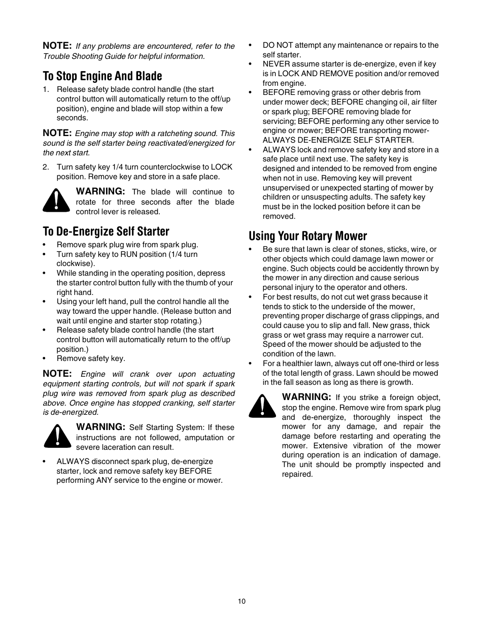 Using your rotary mower | Yard-Man 106D User Manual | Page 10 / 20