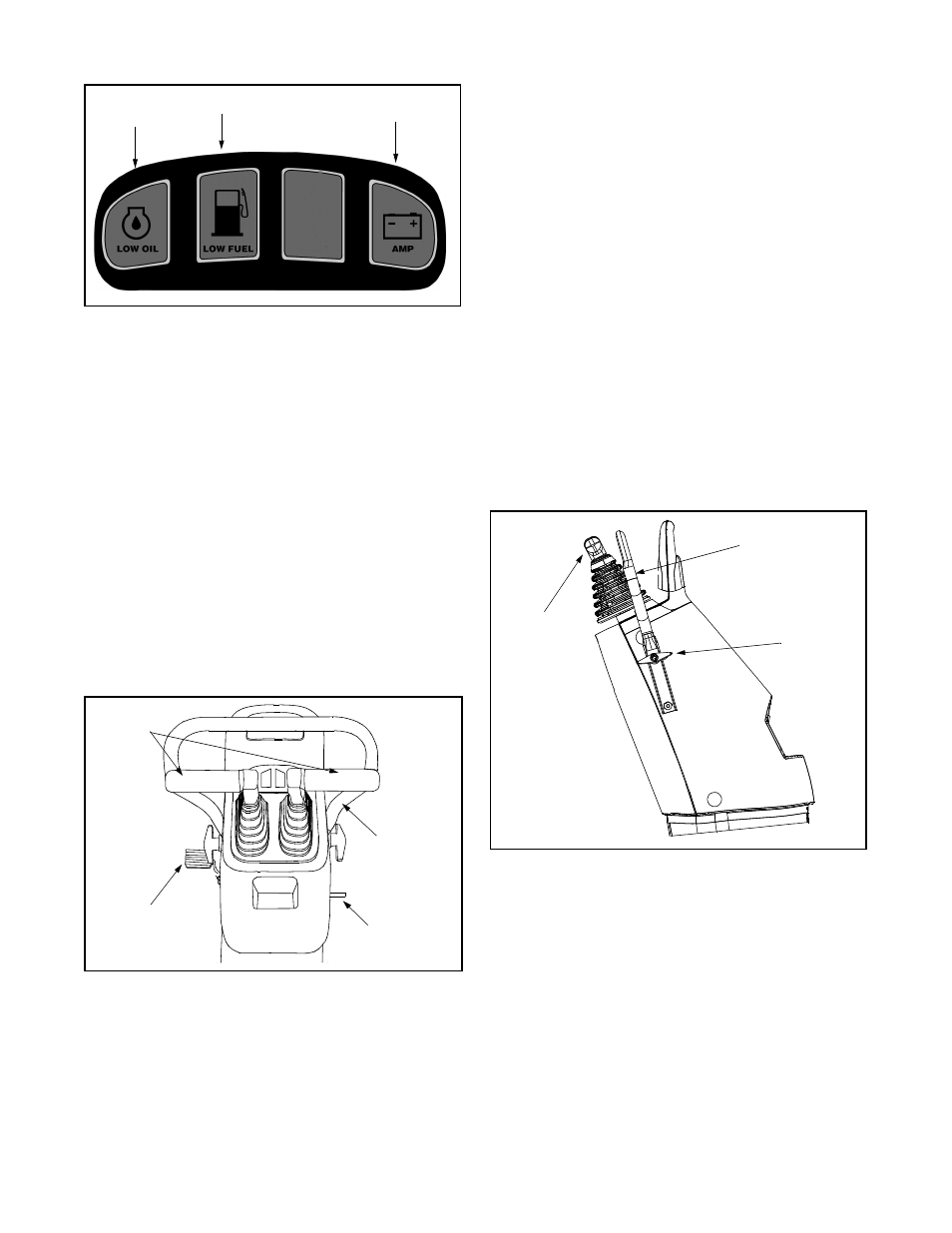 Brake pedal and parking brake pedal, Parking brake pedal, Drive handles | Speed control bar | Yard-Man 53AA1A3G401 User Manual | Page 9 / 48