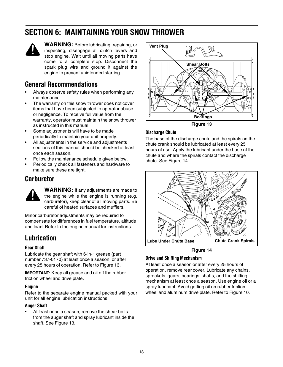 General recommendations, Carburetor, Lubrication | Yard-Man 31AE993I401 User Manual | Page 13 / 28