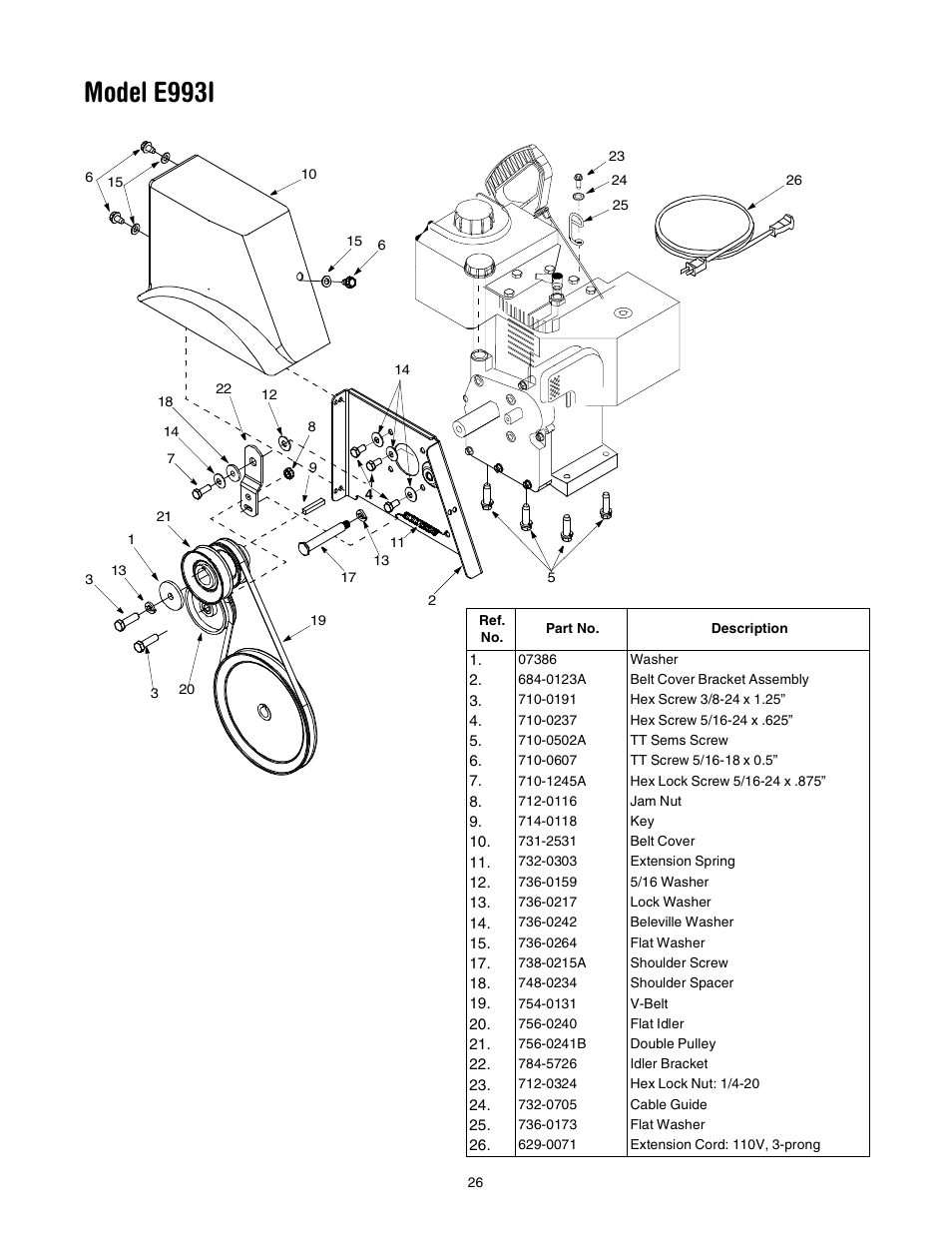 Model e993i | Yard-Man 31AE993I401 User Manual | Page 26 / 28