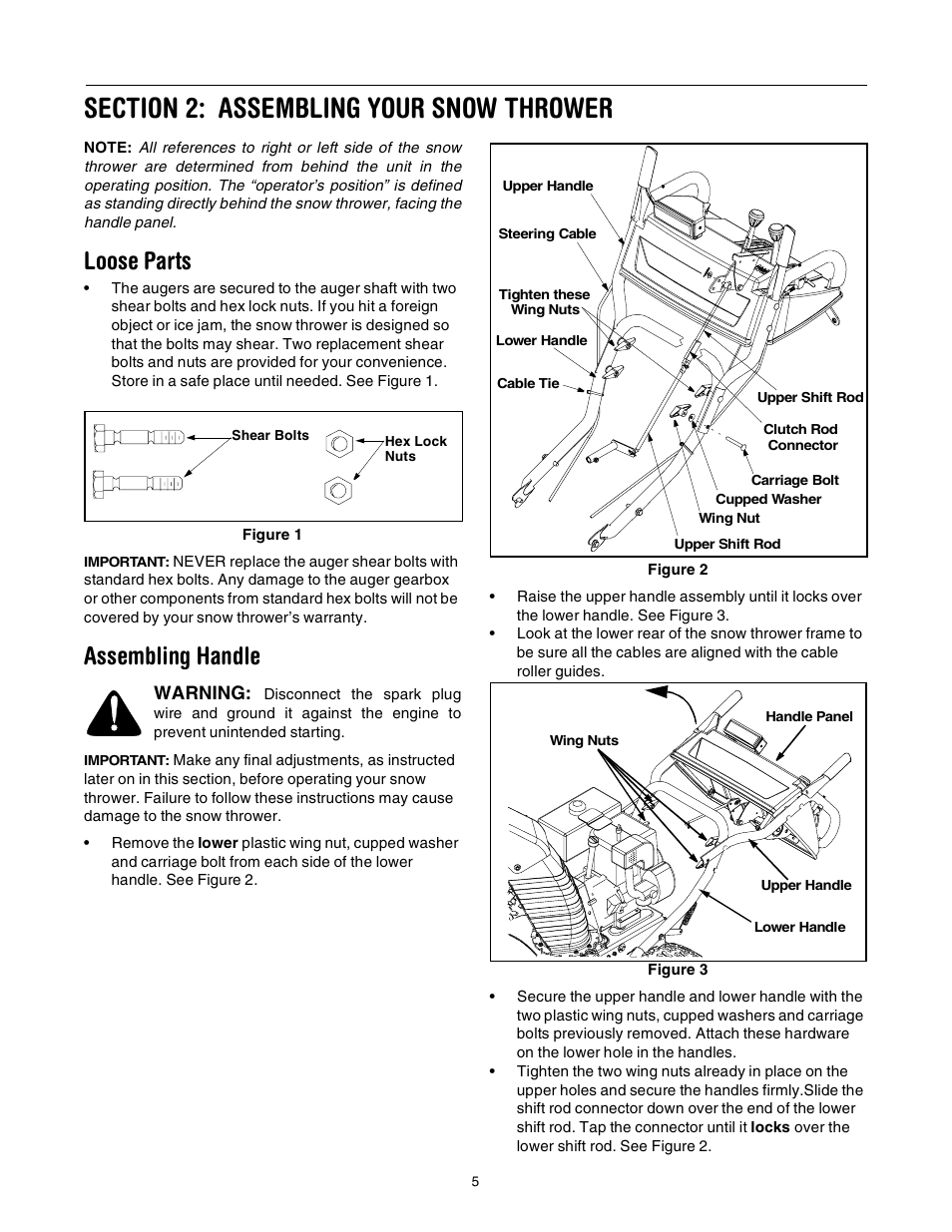Loose parts, Assembling handle | Yard-Man 31AE993I401 User Manual | Page 5 / 28