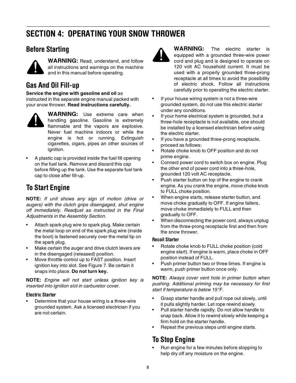 Before starting, Gas and oil fill-up | Yard-Man 31AE993I401 User Manual | Page 8 / 28