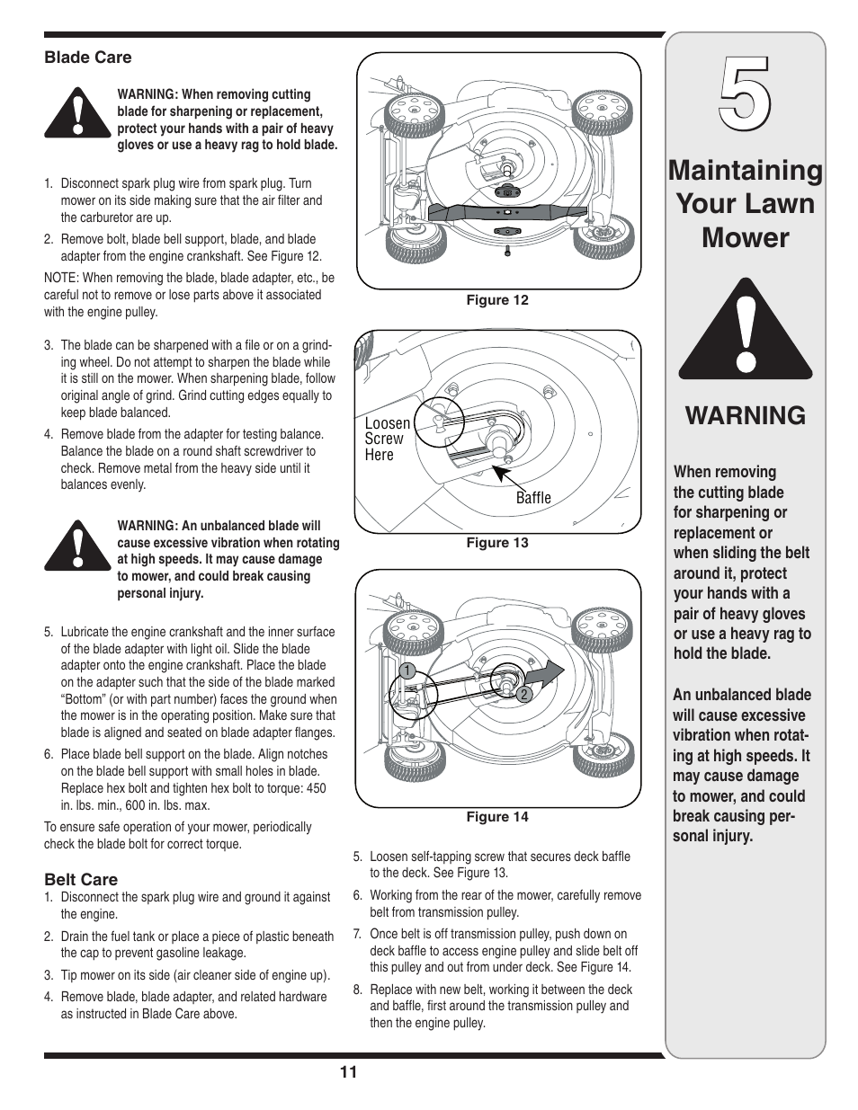 Maintaining your lawn mower, Warning | Yard-Man 829 User Manual | Page 11 / 20